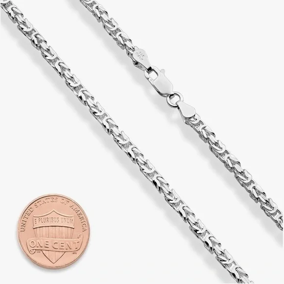 Italian Solid 925 Sterling Silver 3mm Square Byzantine Chain Unisex Necklace - Picture 3 of 12